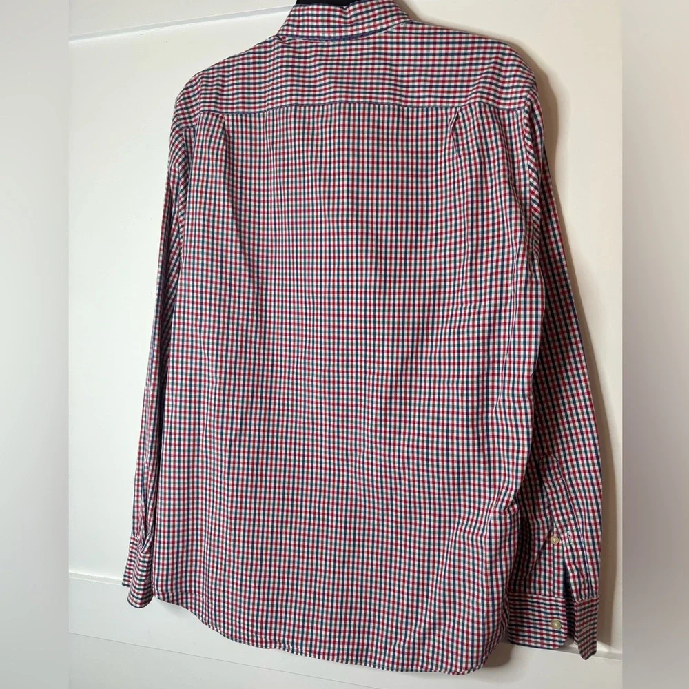 J. Crew Men's Red and Blue Checkered Shirt size Medium
